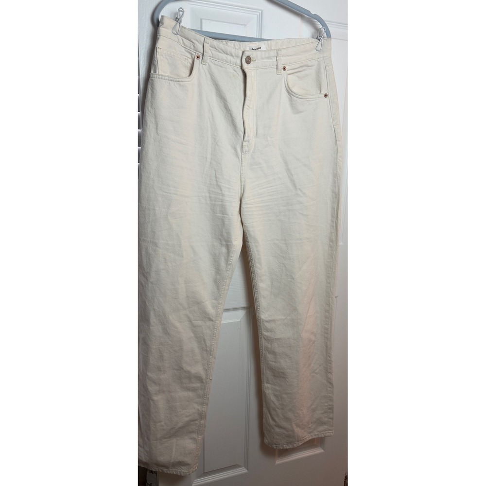 Reformation Wilder High Rise Wide Leg Jeans Cream Off White Organic Cotton 32
